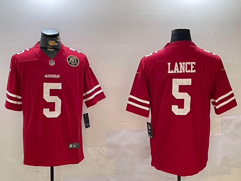 Men San Francisco 49ers 5 Lance Red Second generation 2024 Nike Limited NFL Jersey style 8
